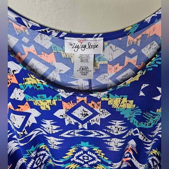 💜The Zig Zag Stripe Shirt Xl Blue Multicolor 🩷 - Picture 4 of 8
